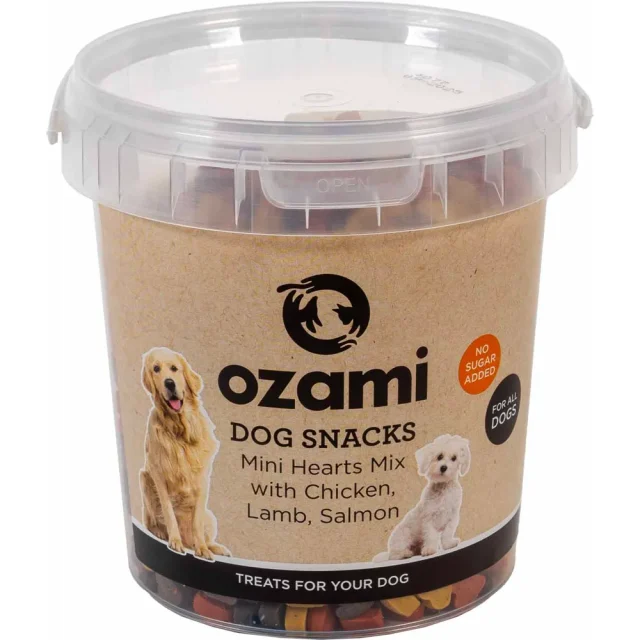 Ozami Dog Snack Mini Hearts Mix Bucket 500g