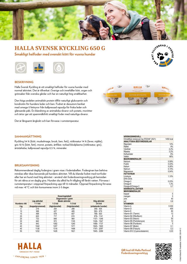 Halla Ångkokt Våtfoder Kyckling 650g - Bild 2