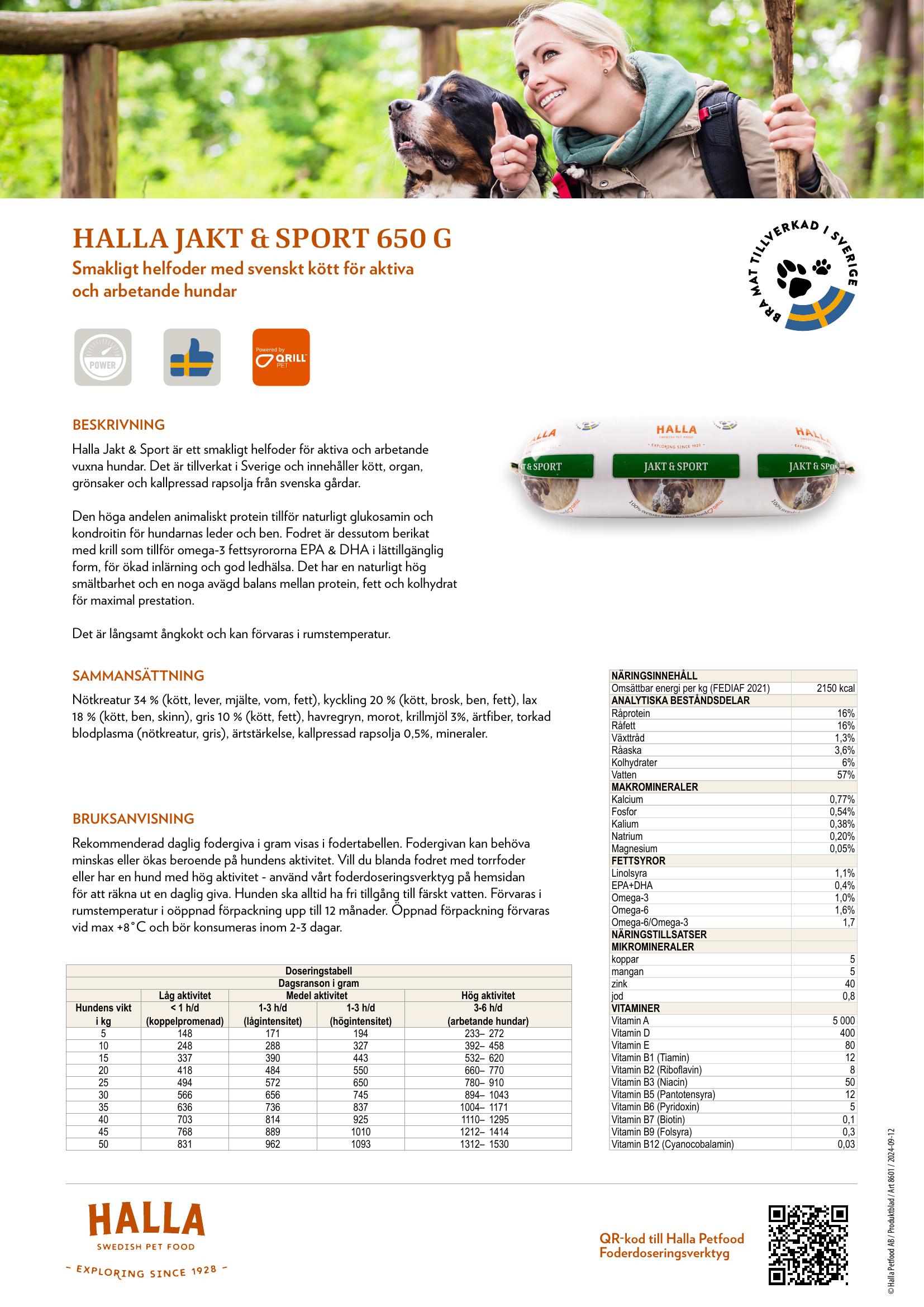 Halla Ångkokt Våtfoder Jakt&Sport 650g - Bild 2