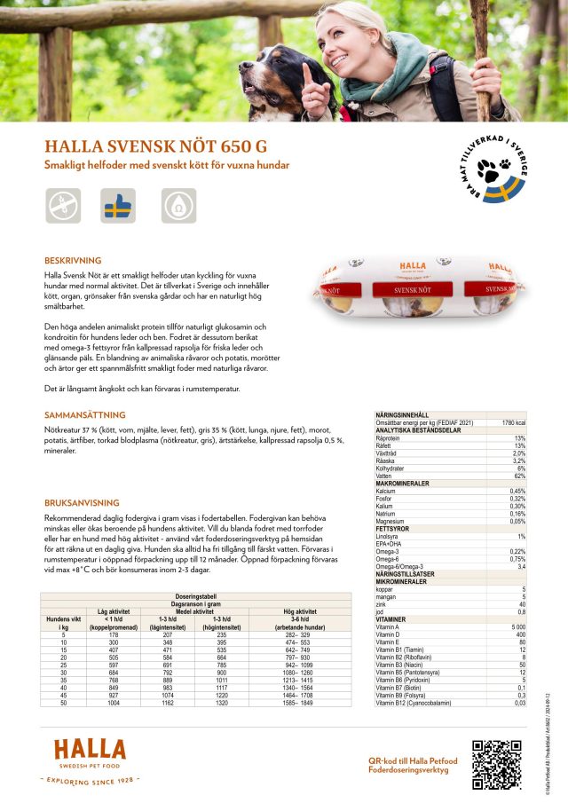 Halla Ångkokt Våtfoder Nöt 650g - Bild 2
