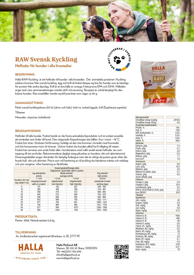 Halla Färskfoderbollar 0.8kg Kyckling - Bild 2