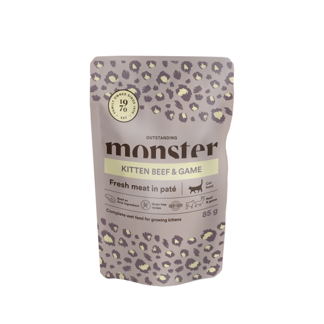 Monster Cat Pouches Kitten Beef/Game 85g