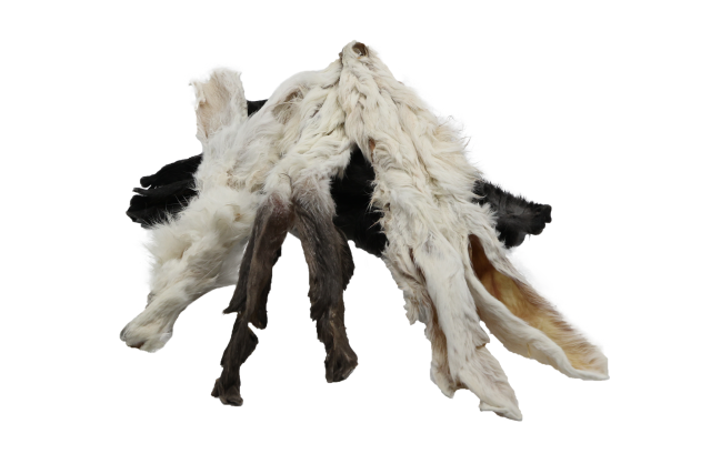 Kaninöron med päls 300g