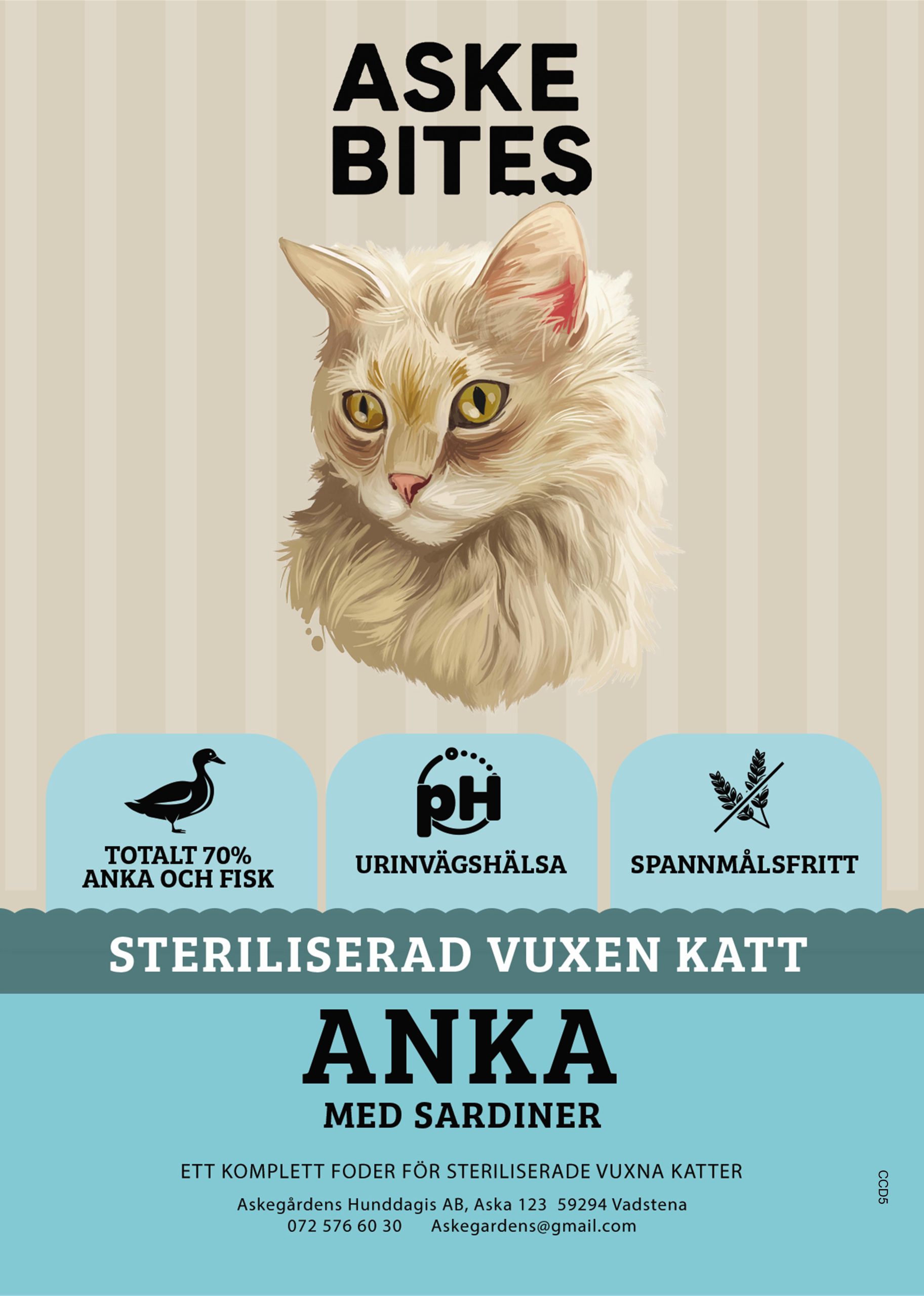 Askebites Steriliserad Vuxen Katt Anka Och Sardiner 300g