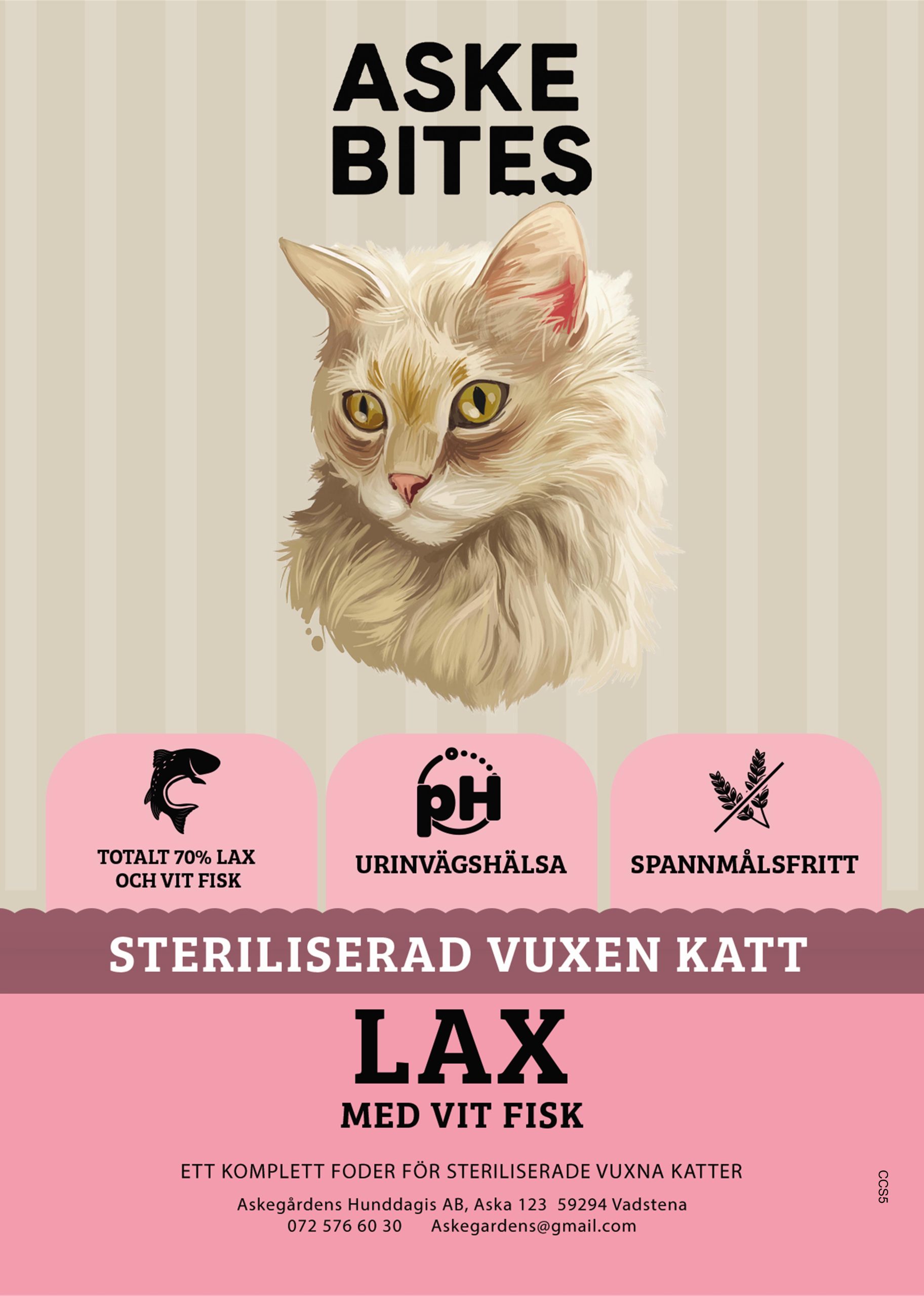 Askebites Steriliserad Vuxen Katt Med Lax Och Fisk 5kg