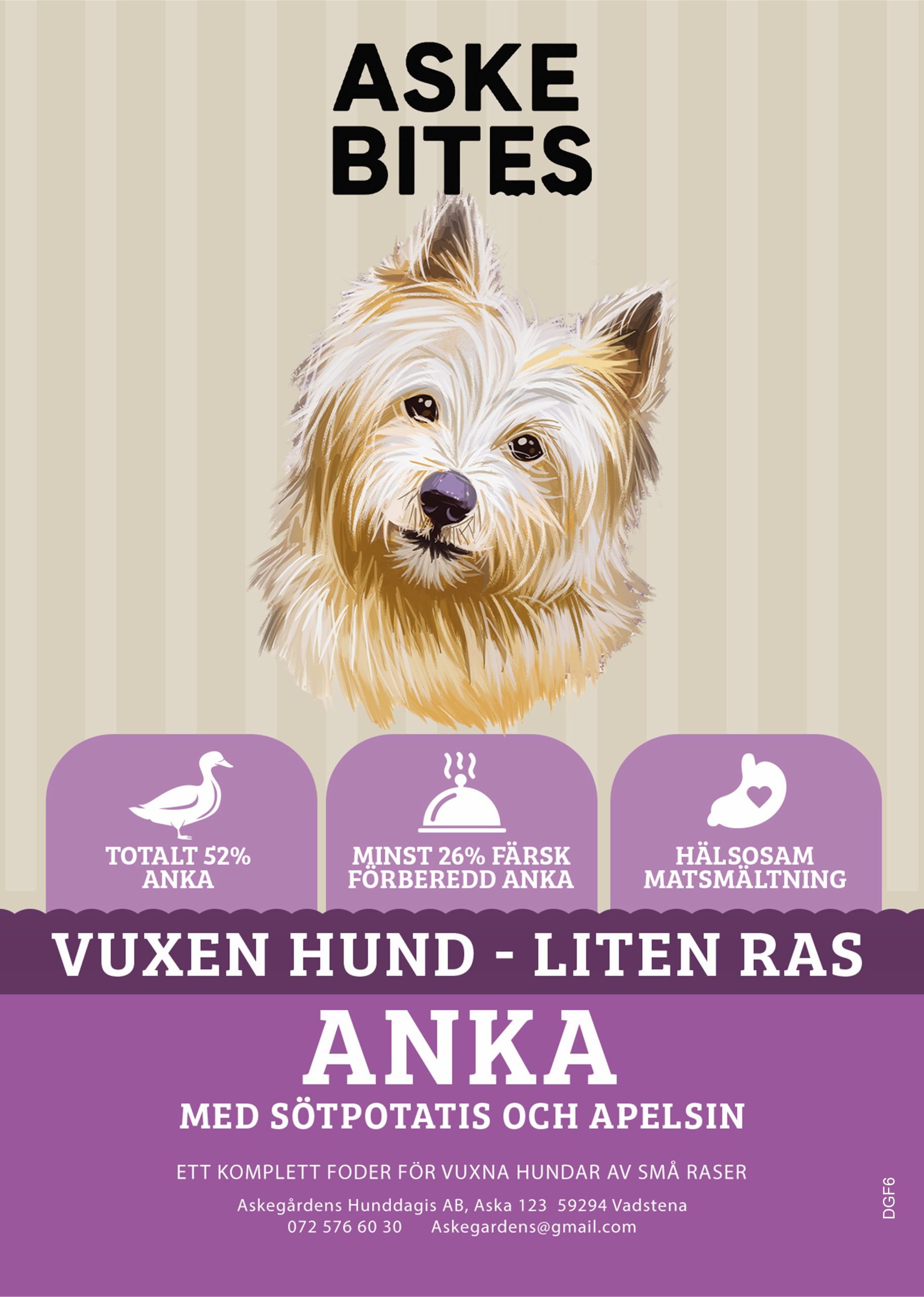 Askebites Liten Ras Anka med Sötpotatis och Apelsin 6kg