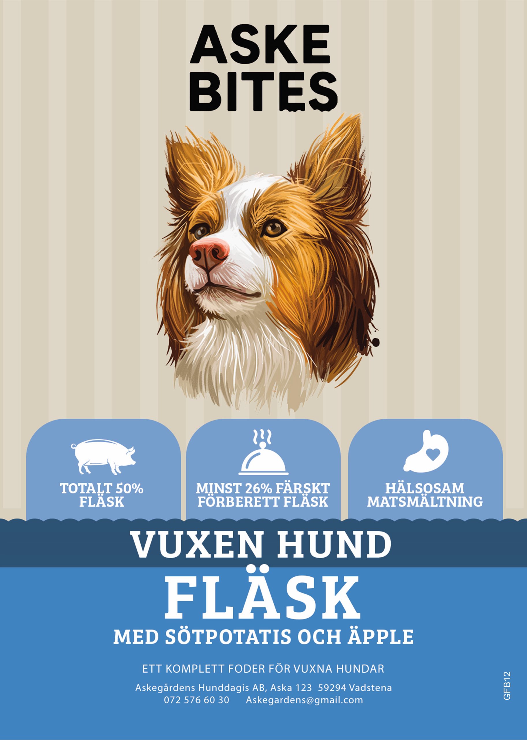 Askebites Med Fläskkött Sötpotatis Och Äpple 12kg