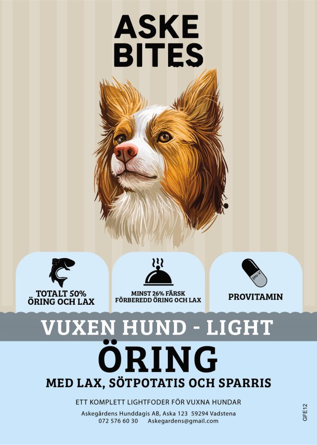 Askebites Öring Med Lax, Sötpotatis Och Sparris Vuxen Hund Light 12kg