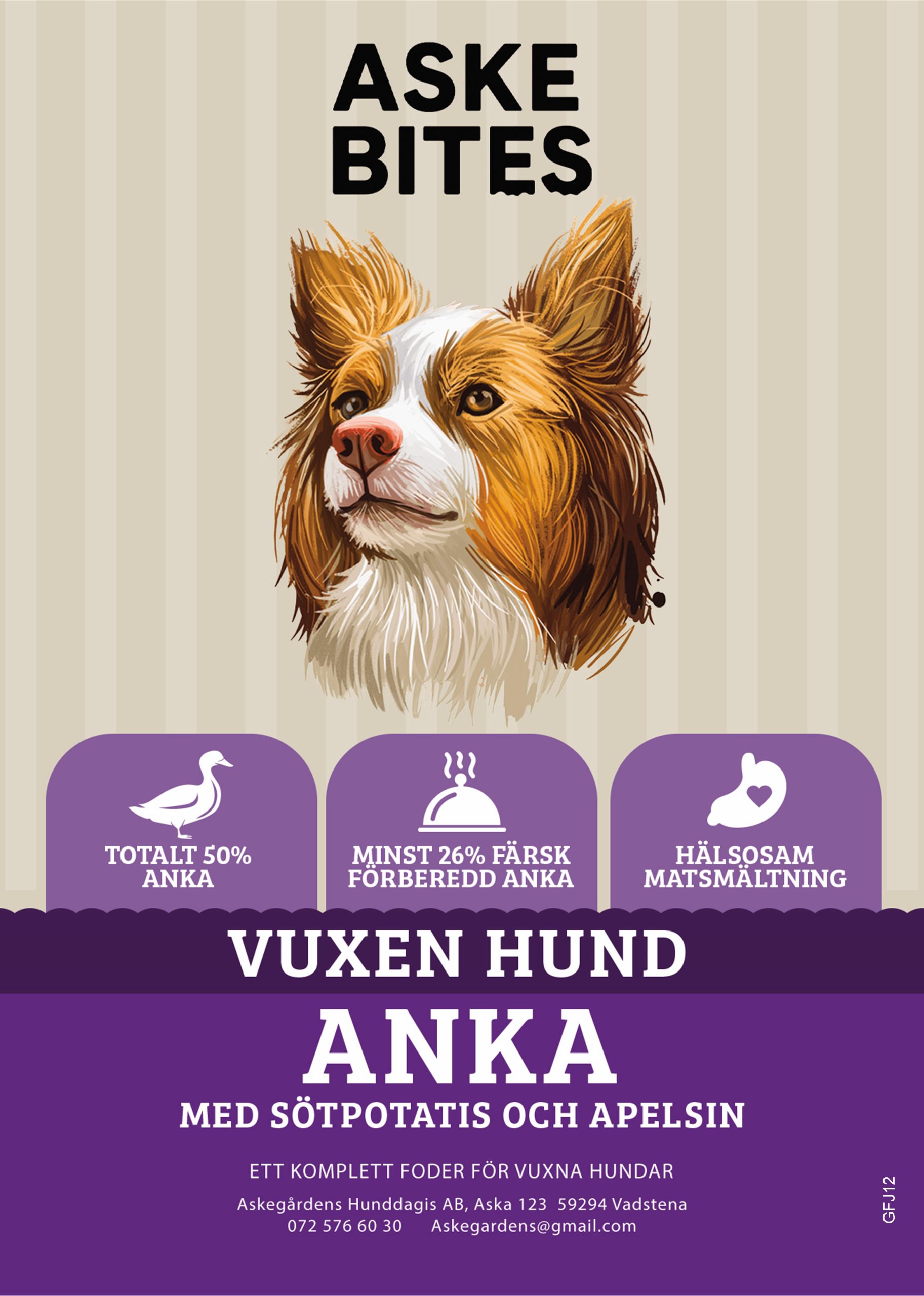 Askebites Anka med Sötpotatis och Apelsin 12kg