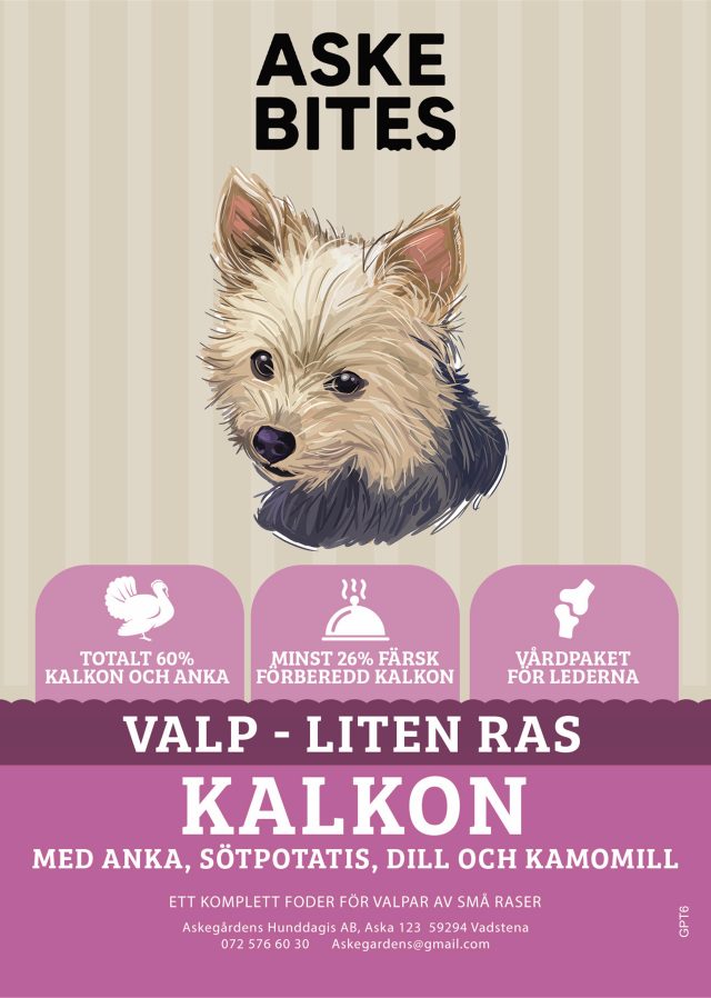 Askebites Valp-Liten Ras Kalkon med Anka, Sötpotatis, Dill och Kamomill 6kg