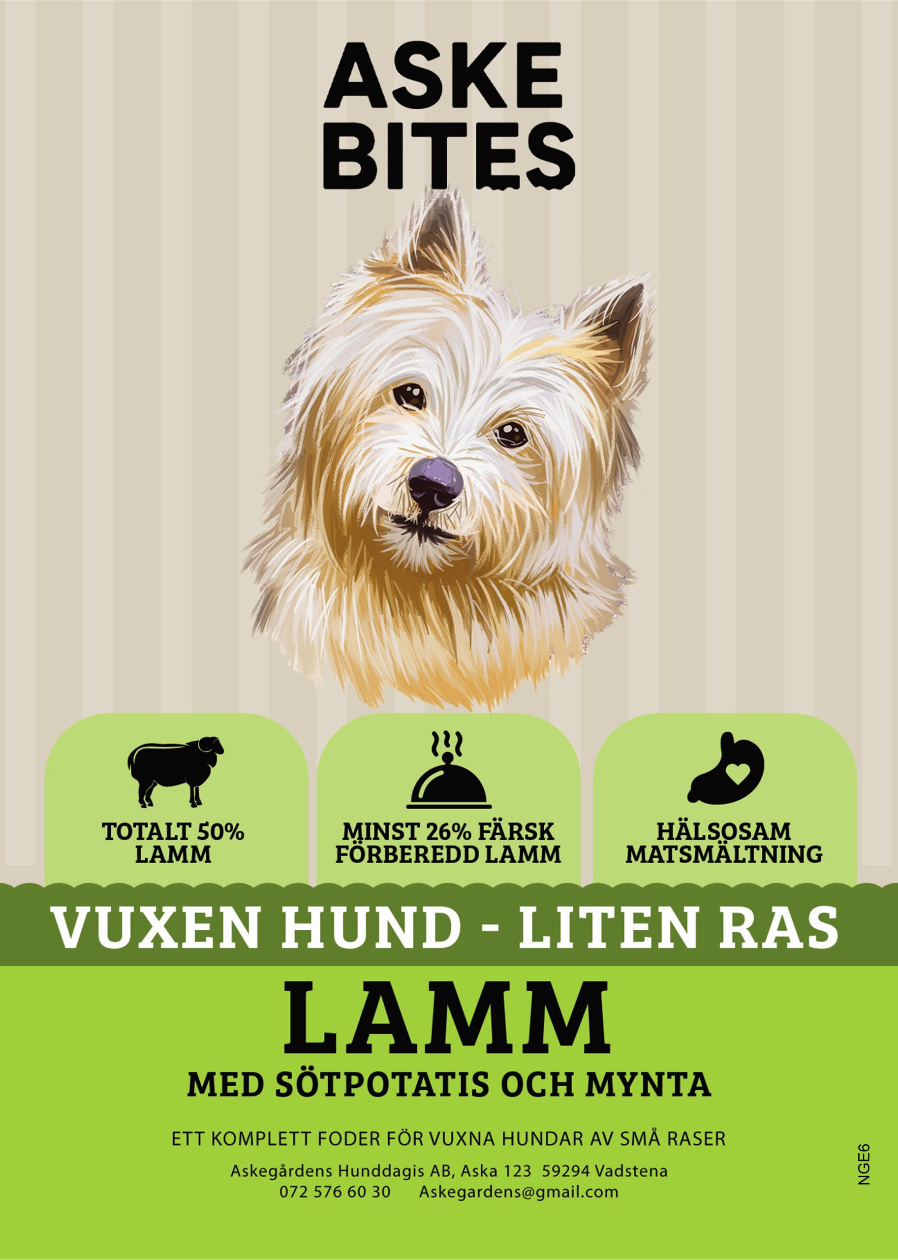 Askebites Liten Ras Lamm med Sötpotatis och Mynta 6kg