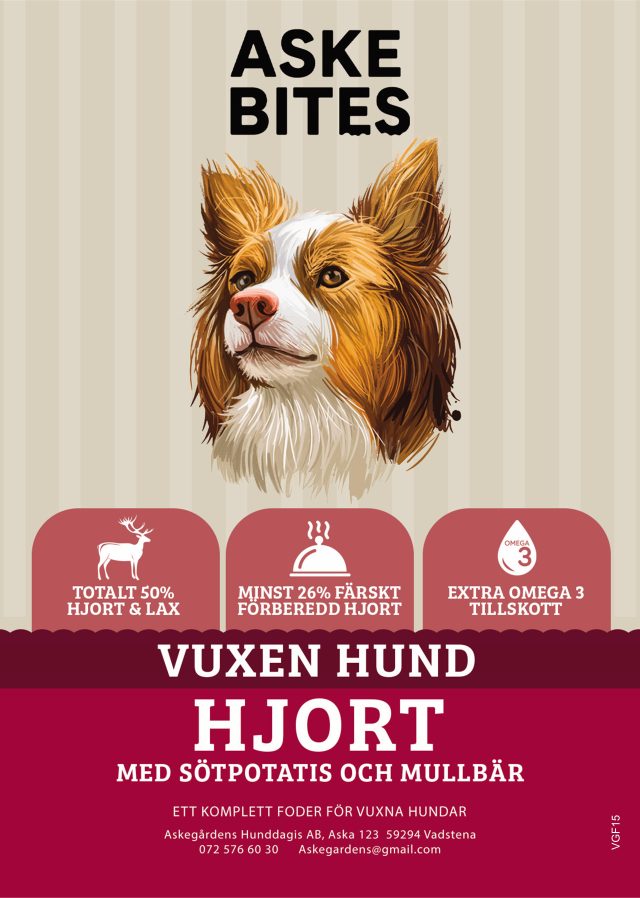 Askebites Hjort Och Lax Med Mullbär Vuxen Hund 15kg